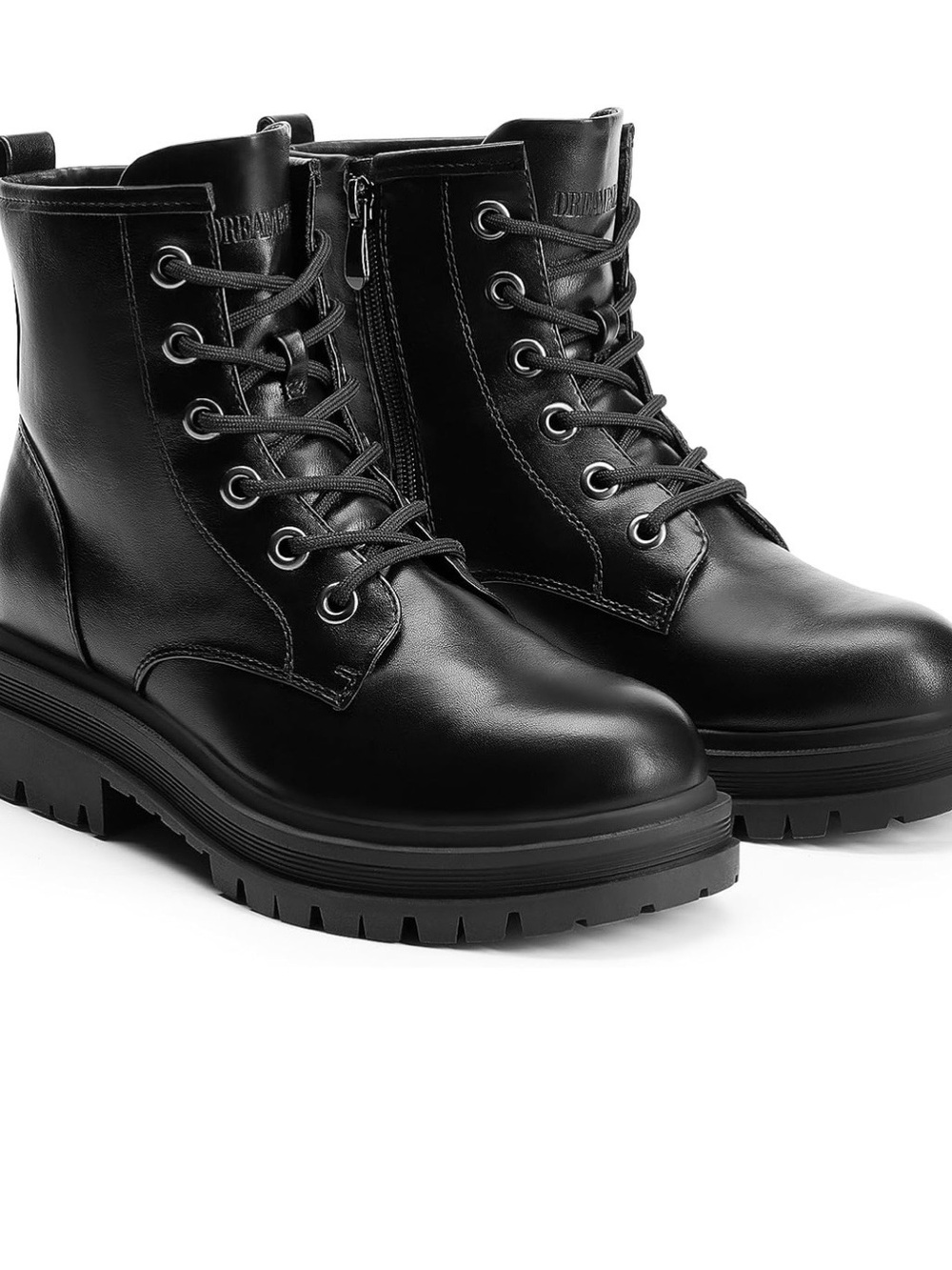 Dream Pairs Black Women's Lace-Up Combat Boots with Side Zipper